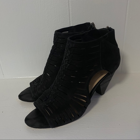 Vince Camuto Eldora Black sueded leather wedge Shoes sz 9M - Picture 13 of 14